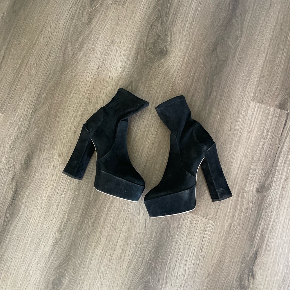 Stuart Weitzman Suede Platform Booties - image 1